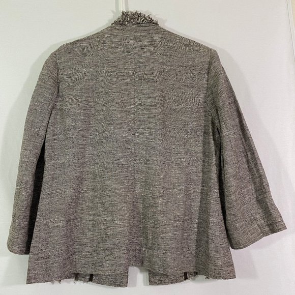 Chicos Cropped Linen Blazer Jacket with Ruffles - Picture 7 of 8